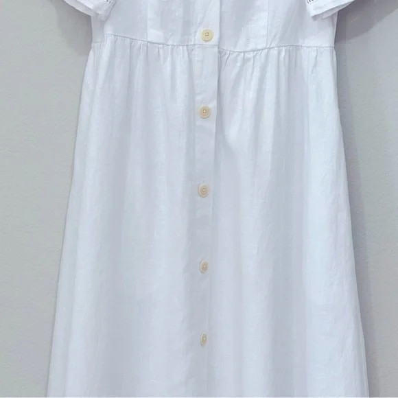 Madewell NWT Cassie Button-Front Midi Dress in Linen Size Small in Eyelet White - Picture 8 of 13